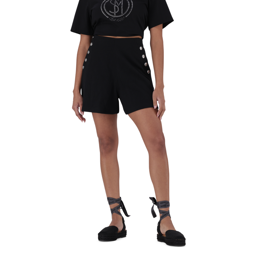 HOLLY BLACK HIGH WAISTED SHORTS WITH POPPERS