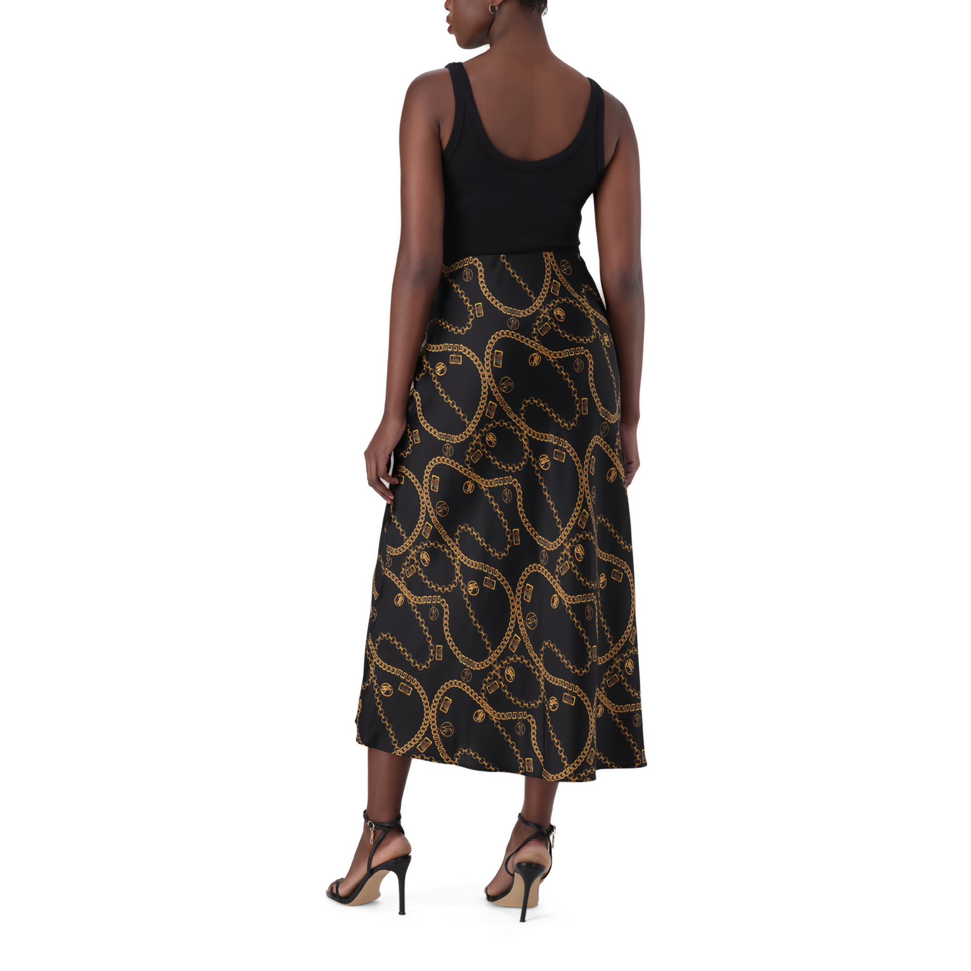 ASHA BLACK BIAS MIDAXI SKIRT