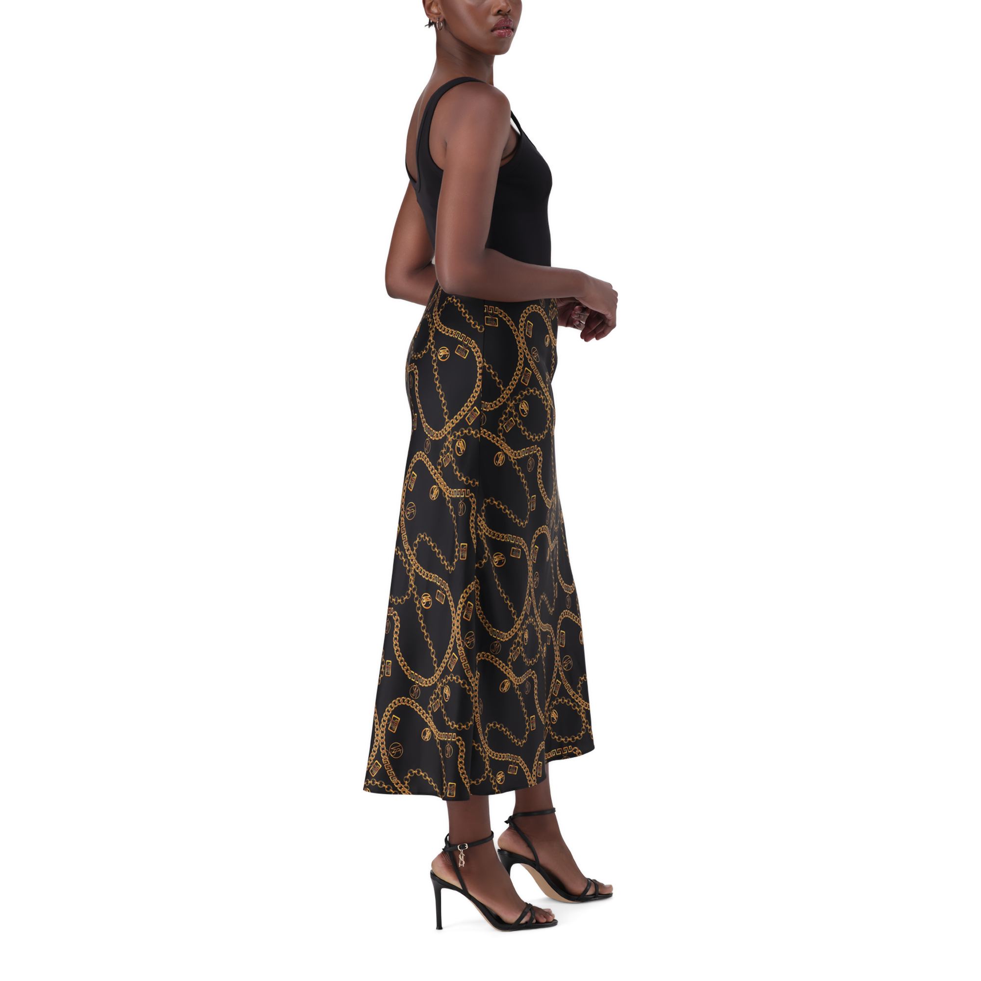 ASHA BLACK BIAS MIDAXI SKIRT