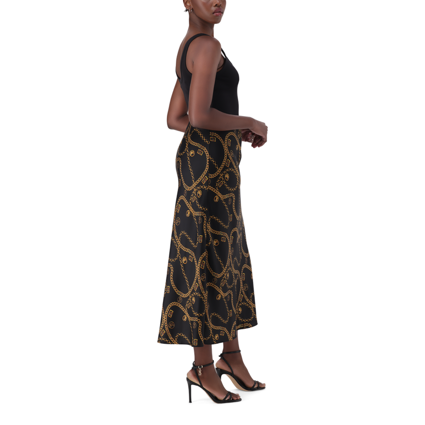 ASHA BLACK BIAS MIDAXI SKIRT