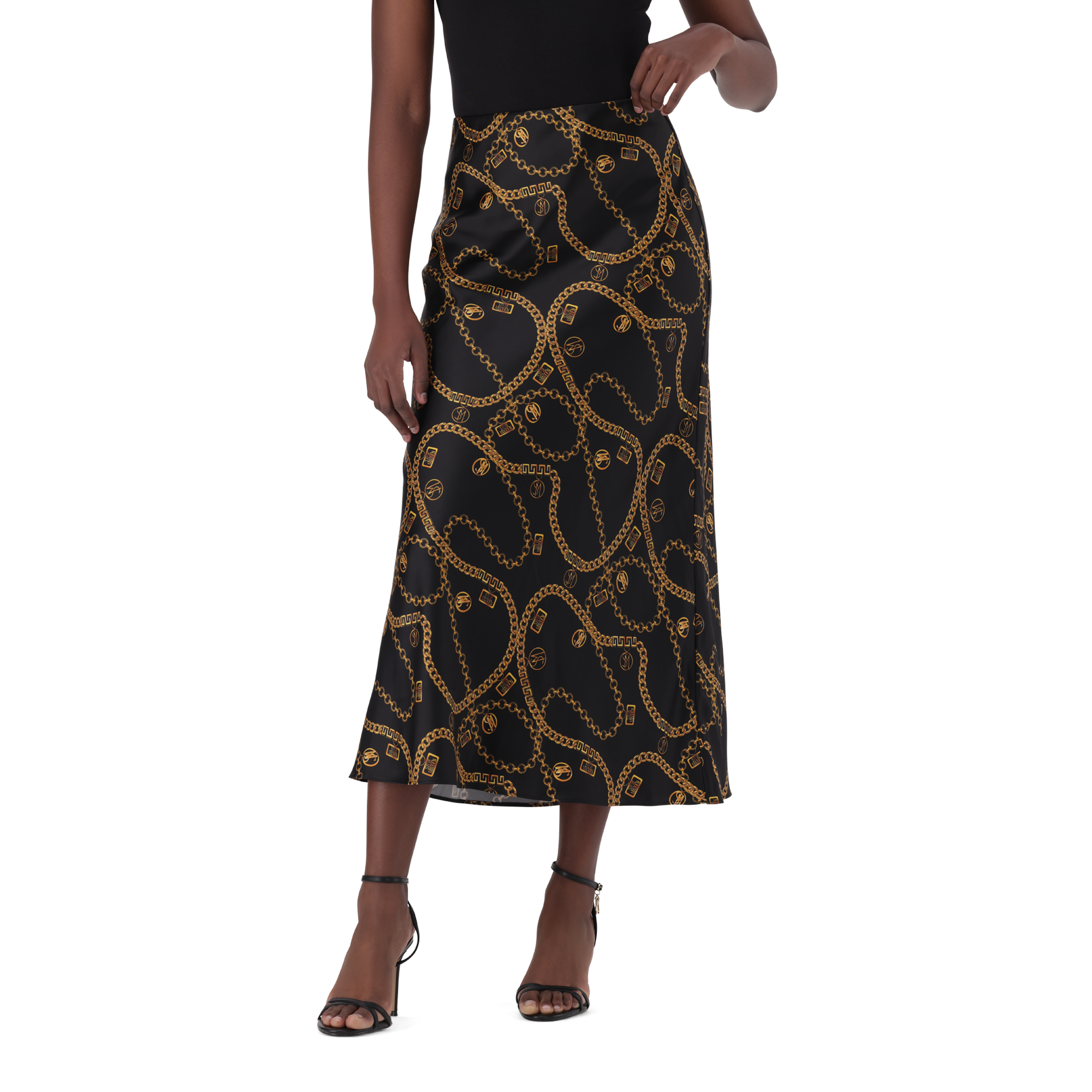 ASHA BLACK BIAS MIDAXI SKIRT