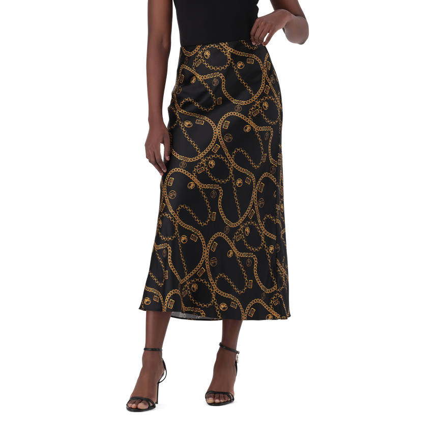 ASHA BLACK BIAS MIDAXI SKIRT
