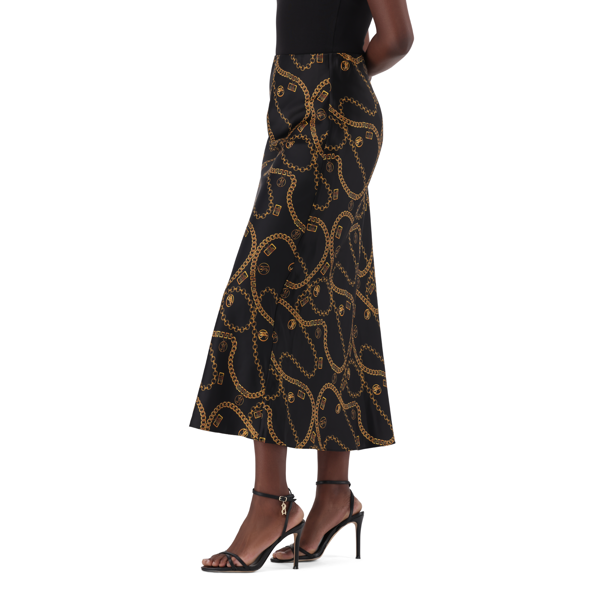 ASHA BLACK BIAS MIDAXI SKIRT