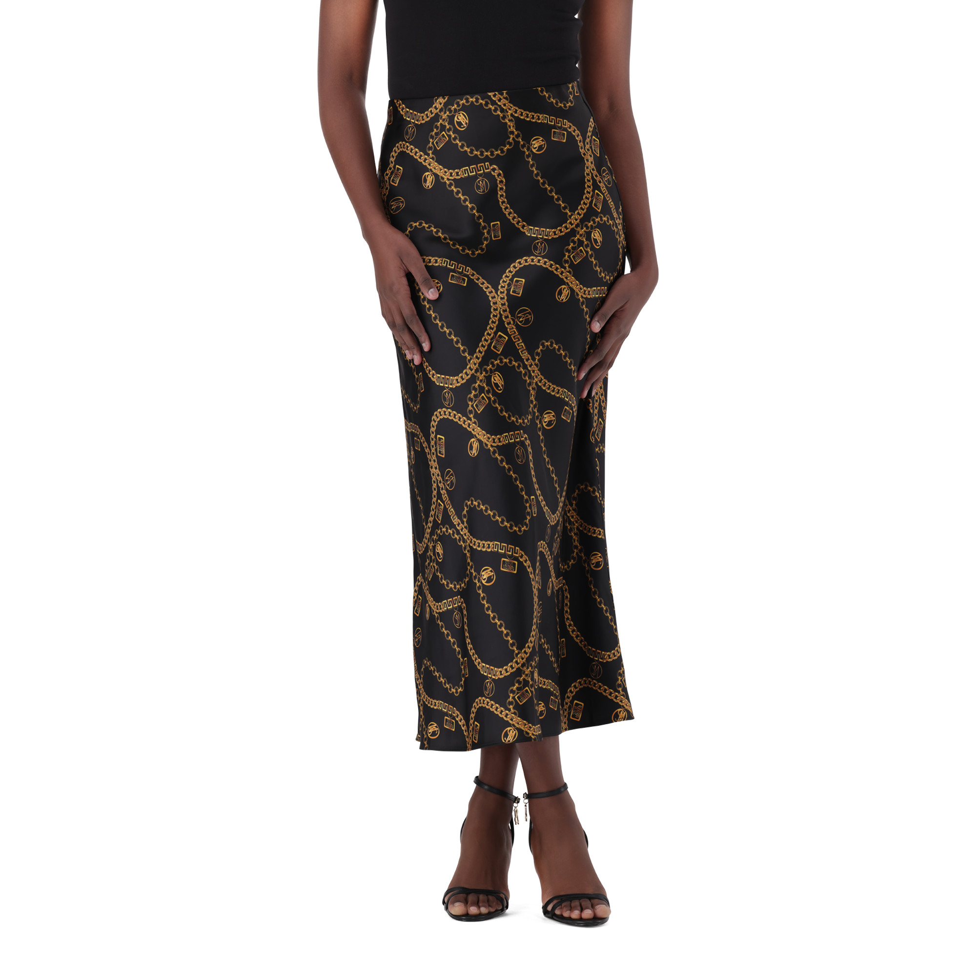 ASHA BLACK BIAS MIDAXI SKIRT