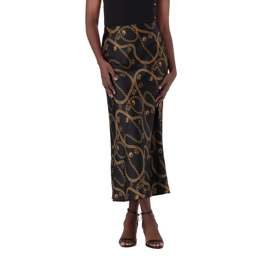 ASHA BLACK BIAS MIDAXI SKIRT