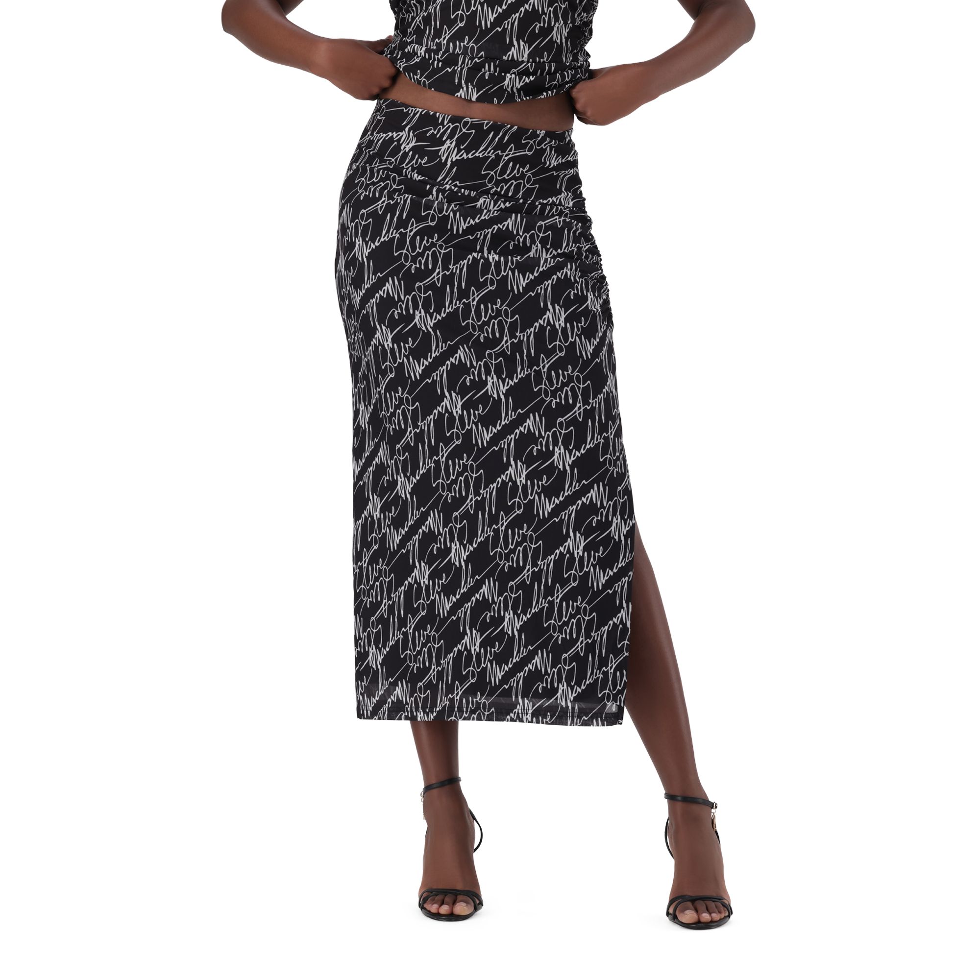 PEYTON BLACK MESH MIDAXI SKIRT