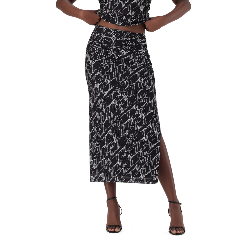 PEYTON BLACK MESH MIDAXI SKIRT