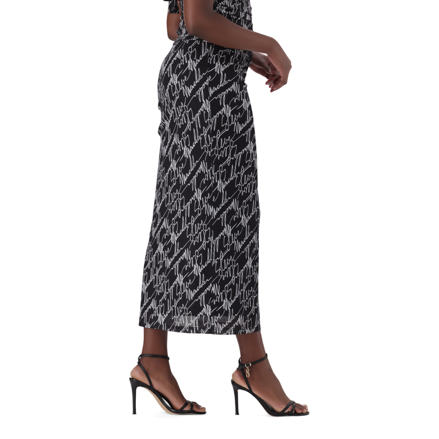 PEYTON BLACK MESH MIDAXI SKIRT