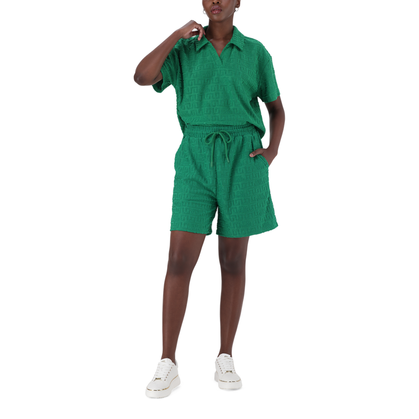 BELLA EMERALD EMBOSSED LOGO JOGGER SHORTS