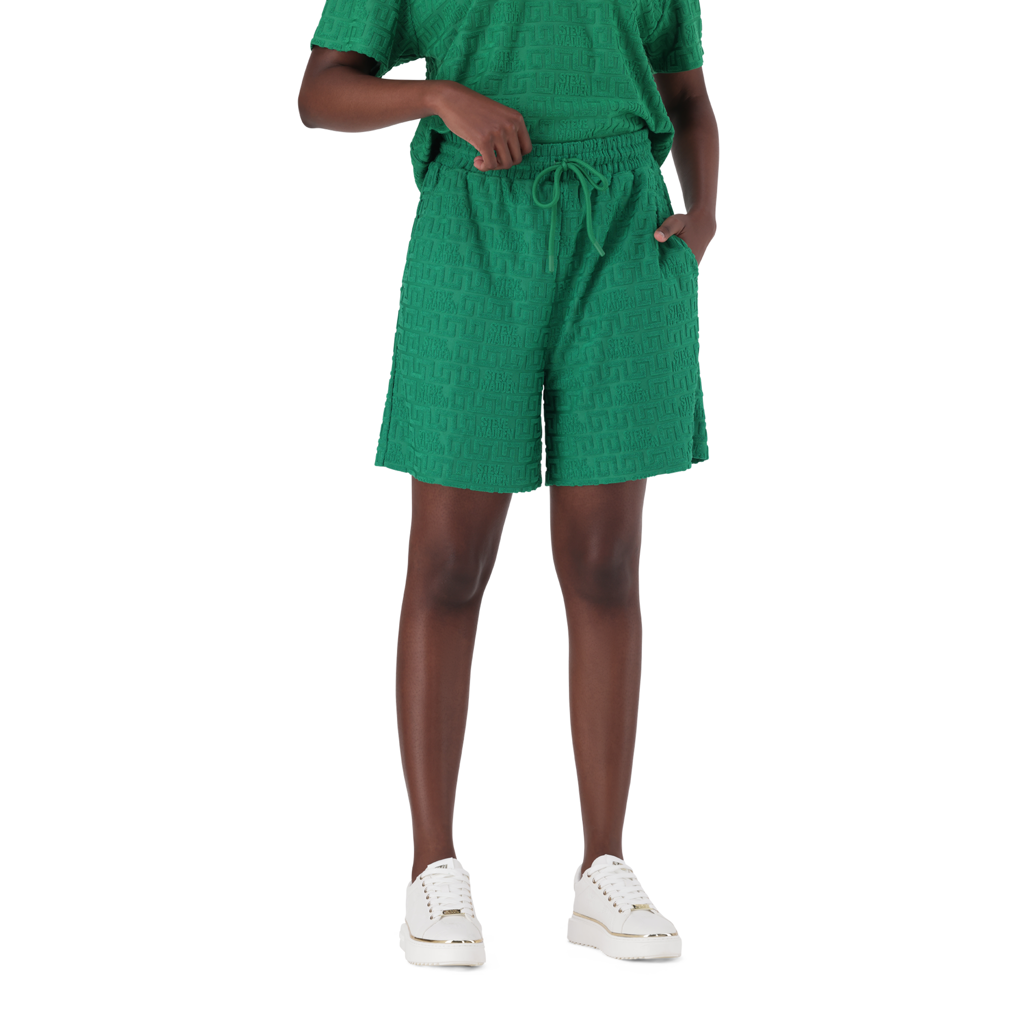 BELLA EMERALD EMBOSSED LOGO JOGGER SHORTS