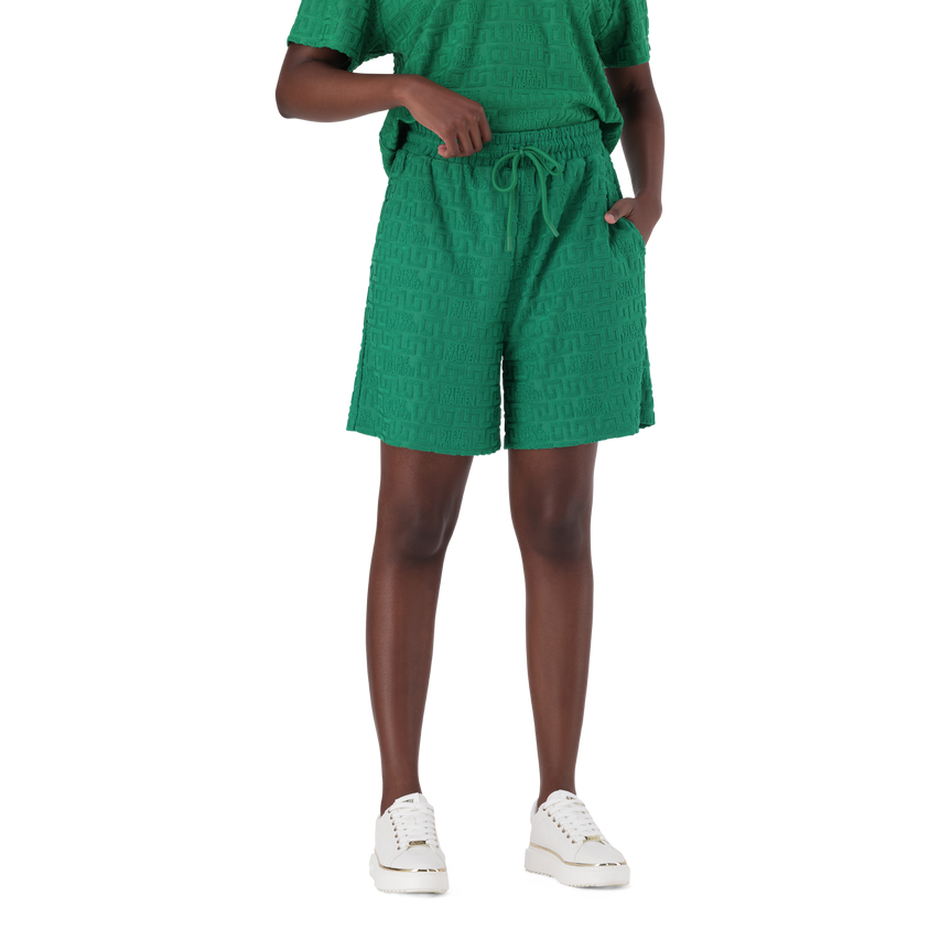 BELLA EMERALD EMBOSSED LOGO JOGGER SHORTS