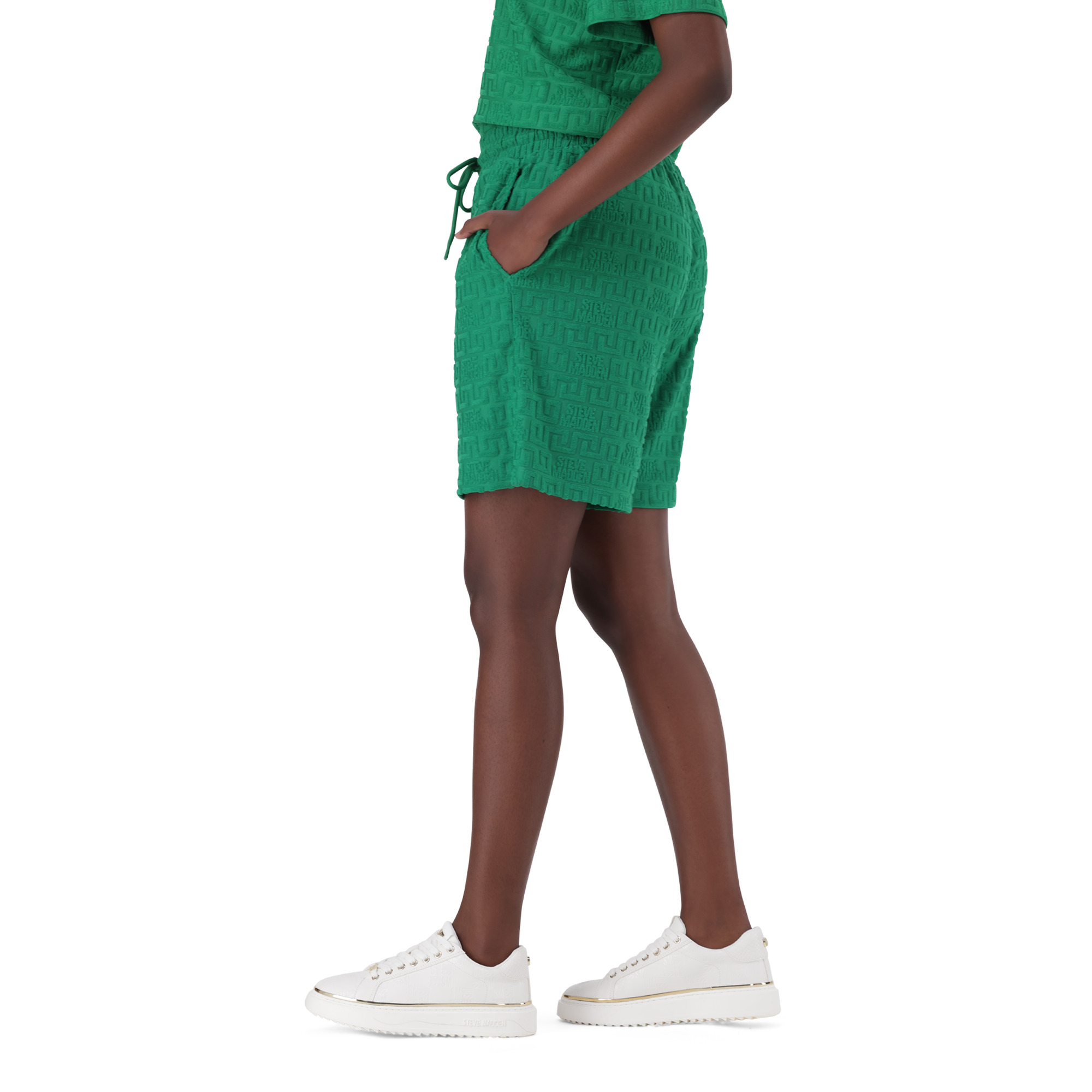 BELLA EMERALD EMBOSSED LOGO JOGGER SHORTS