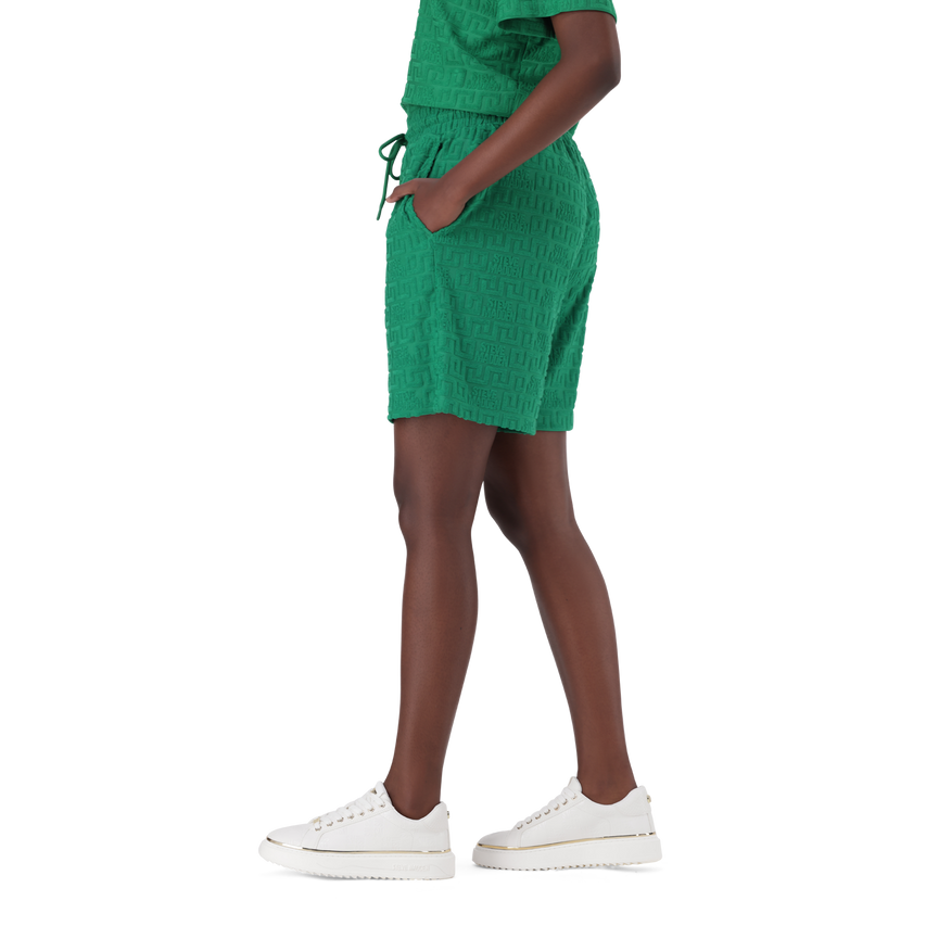BELLA EMERALD EMBOSSED LOGO JOGGER SHORTS