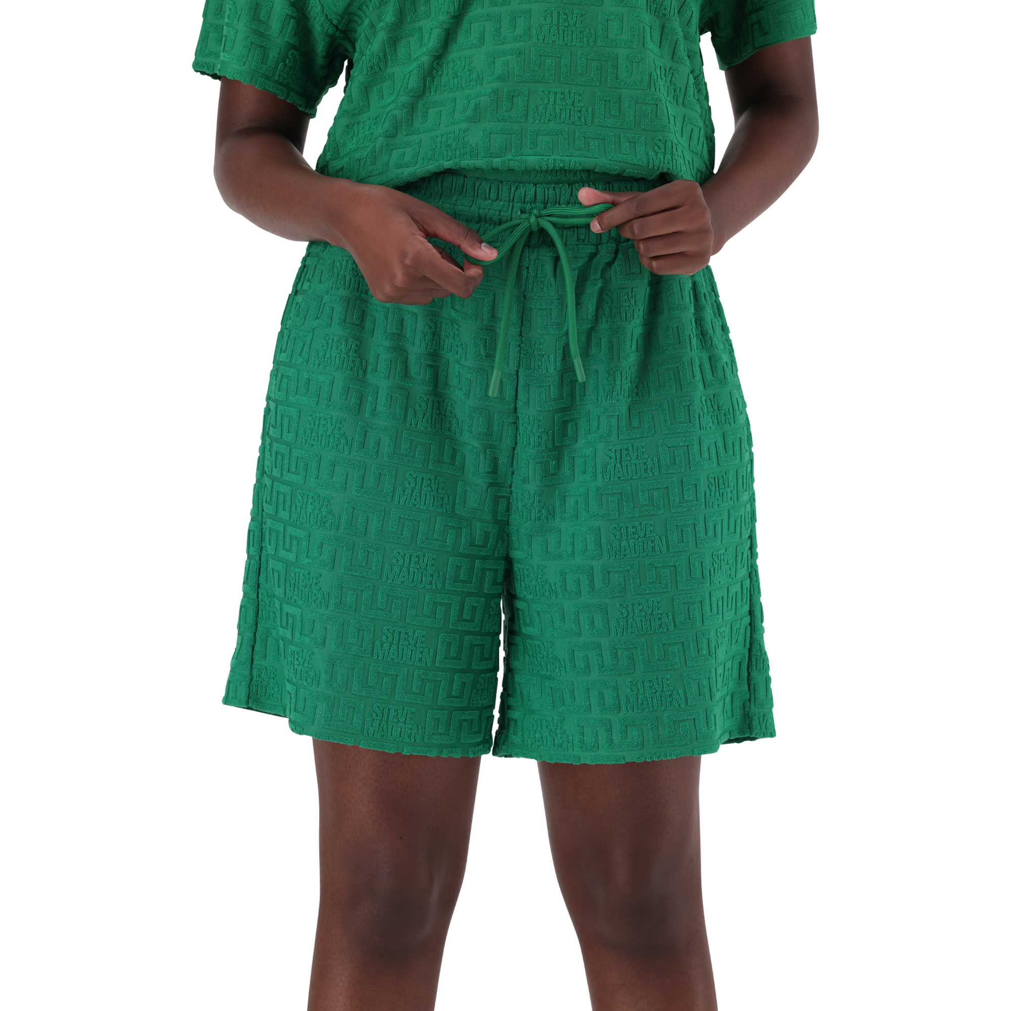 BELLA EMERALD EMBOSSED LOGO JOGGER SHORTS