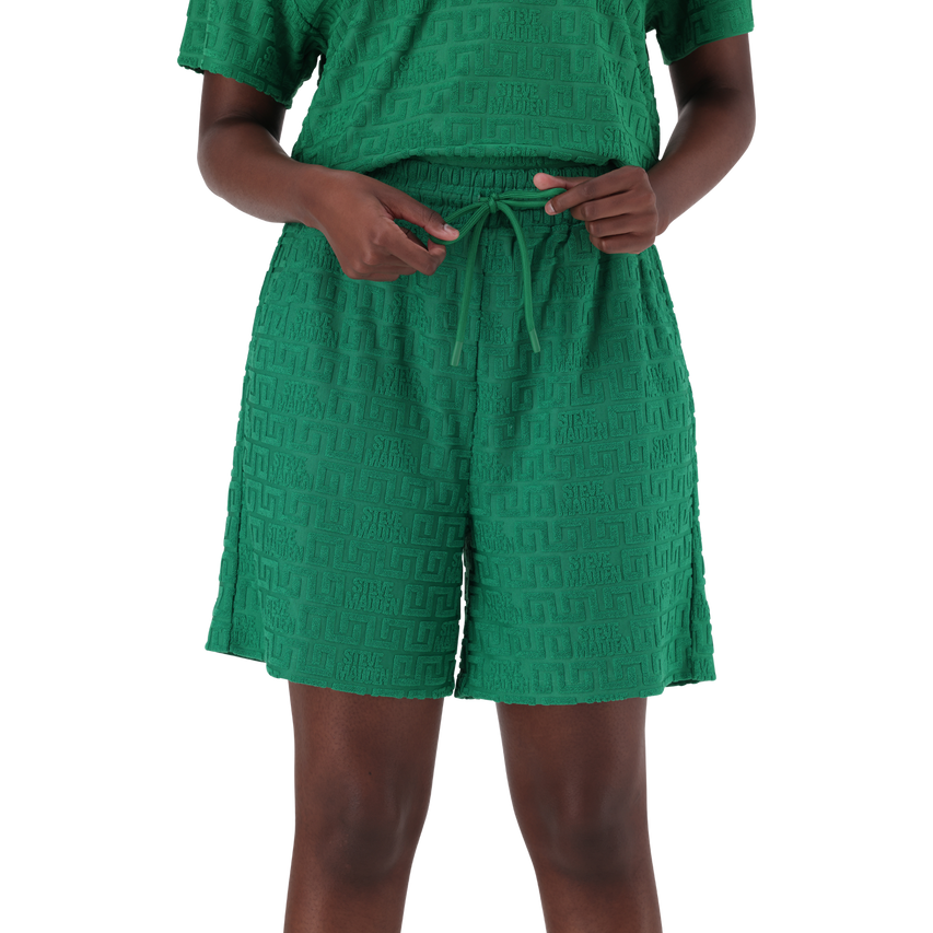 BELLA EMERALD EMBOSSED LOGO JOGGER SHORTS