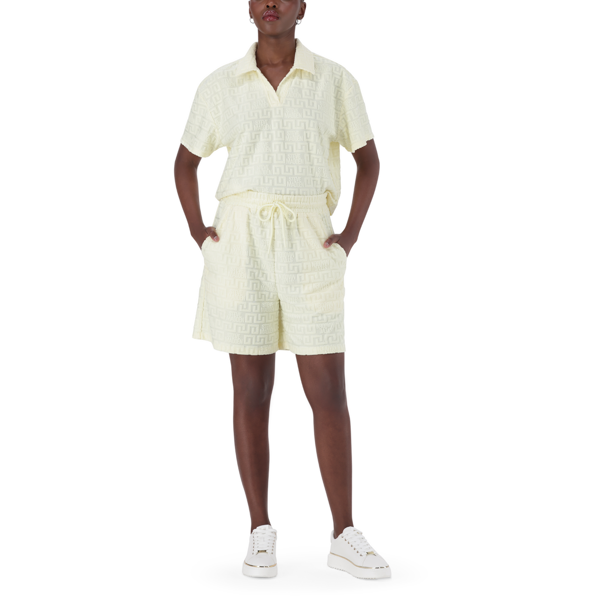 BELLA LEMON EMBOSSED LOGO JOGGER SHORTS