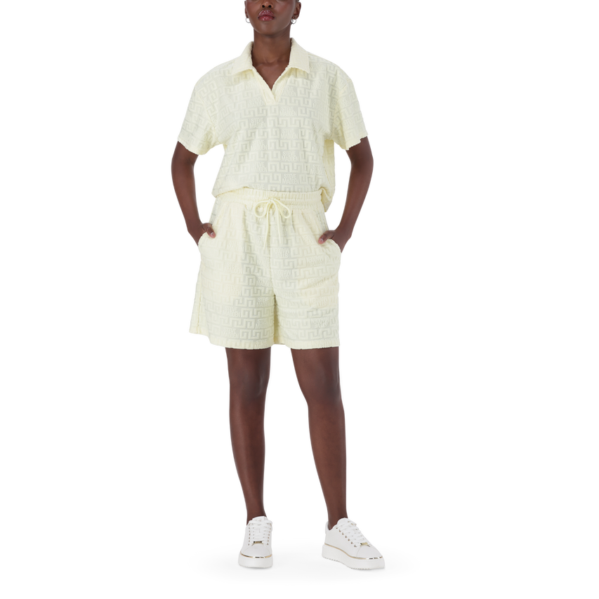 BELLA LEMON EMBOSSED LOGO JOGGER SHORTS