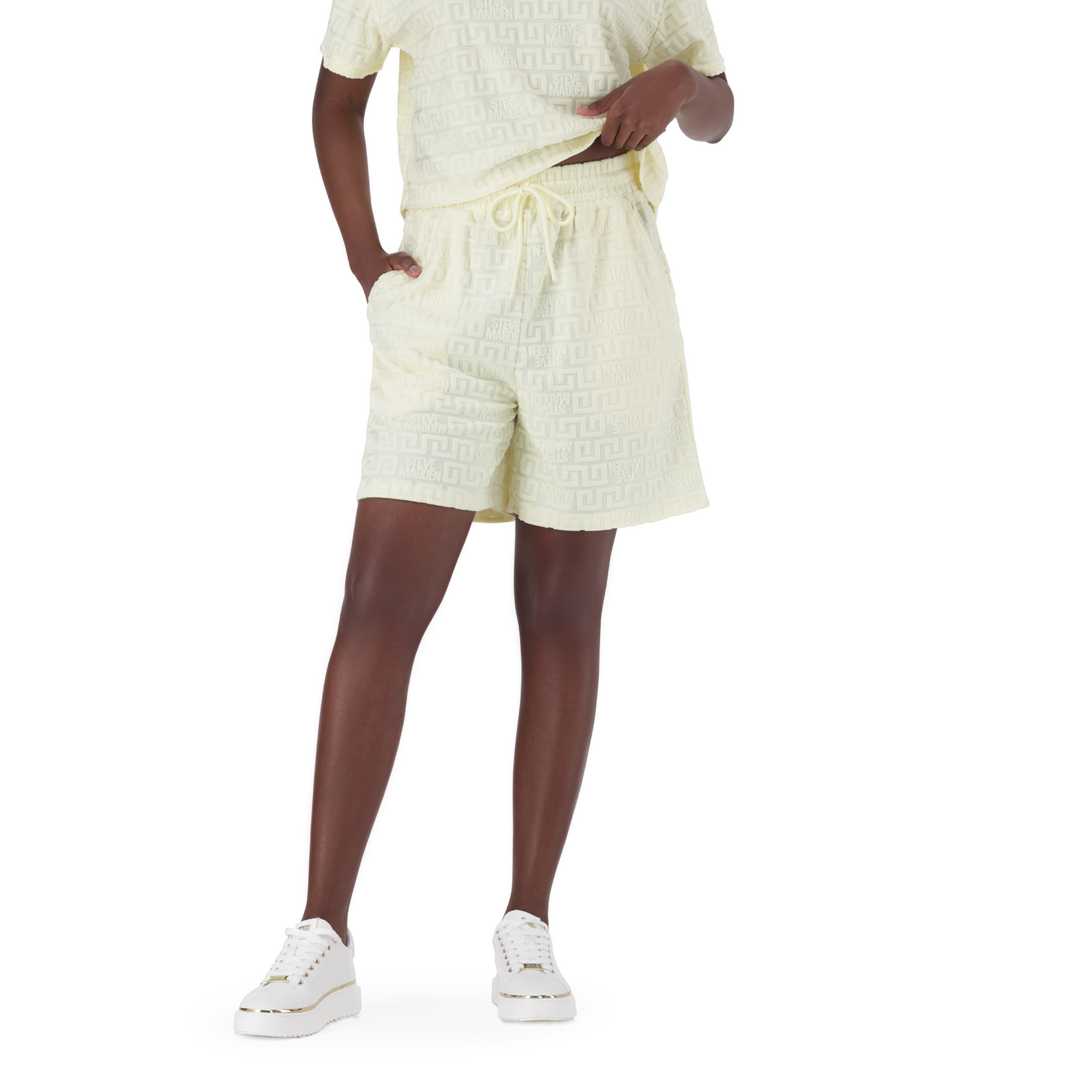 BELLA LEMON EMBOSSED LOGO JOGGER SHORTS