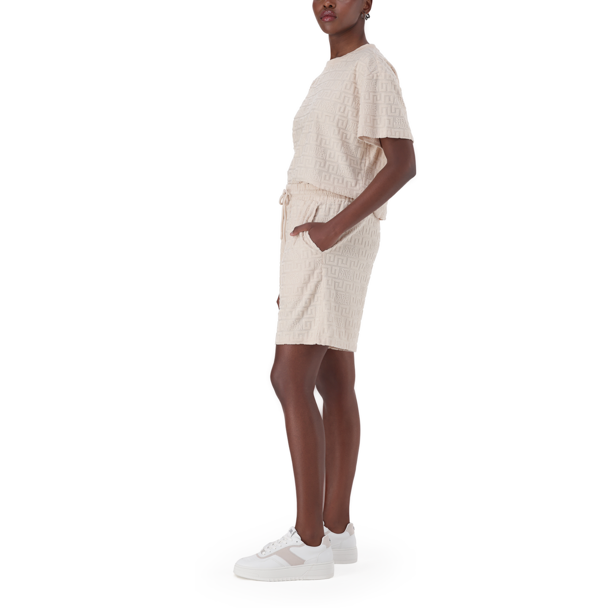 BELLA STONE EMBOSSED LOGO JOGGER SHORTS