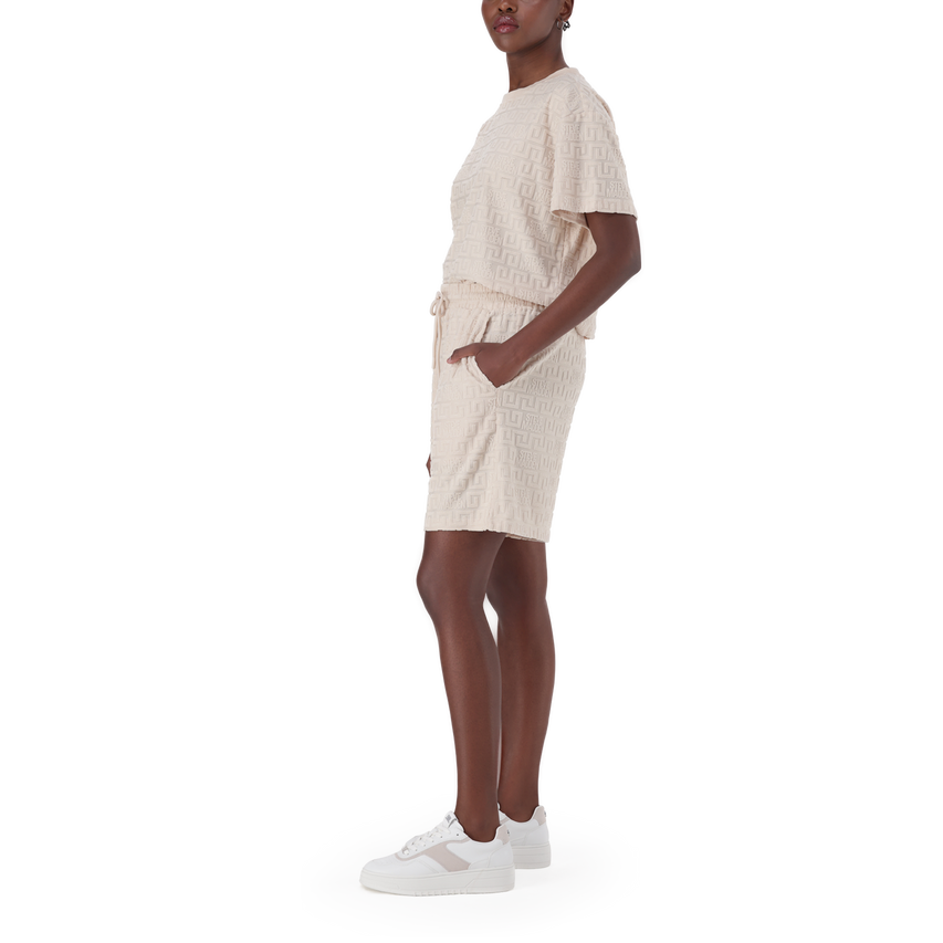 BELLA STONE EMBOSSED LOGO JOGGER SHORTS