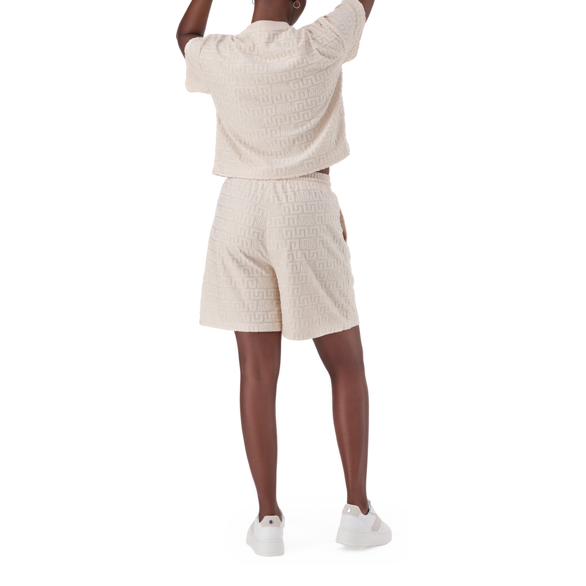 BELLA STONE EMBOSSED LOGO JOGGER SHORTS