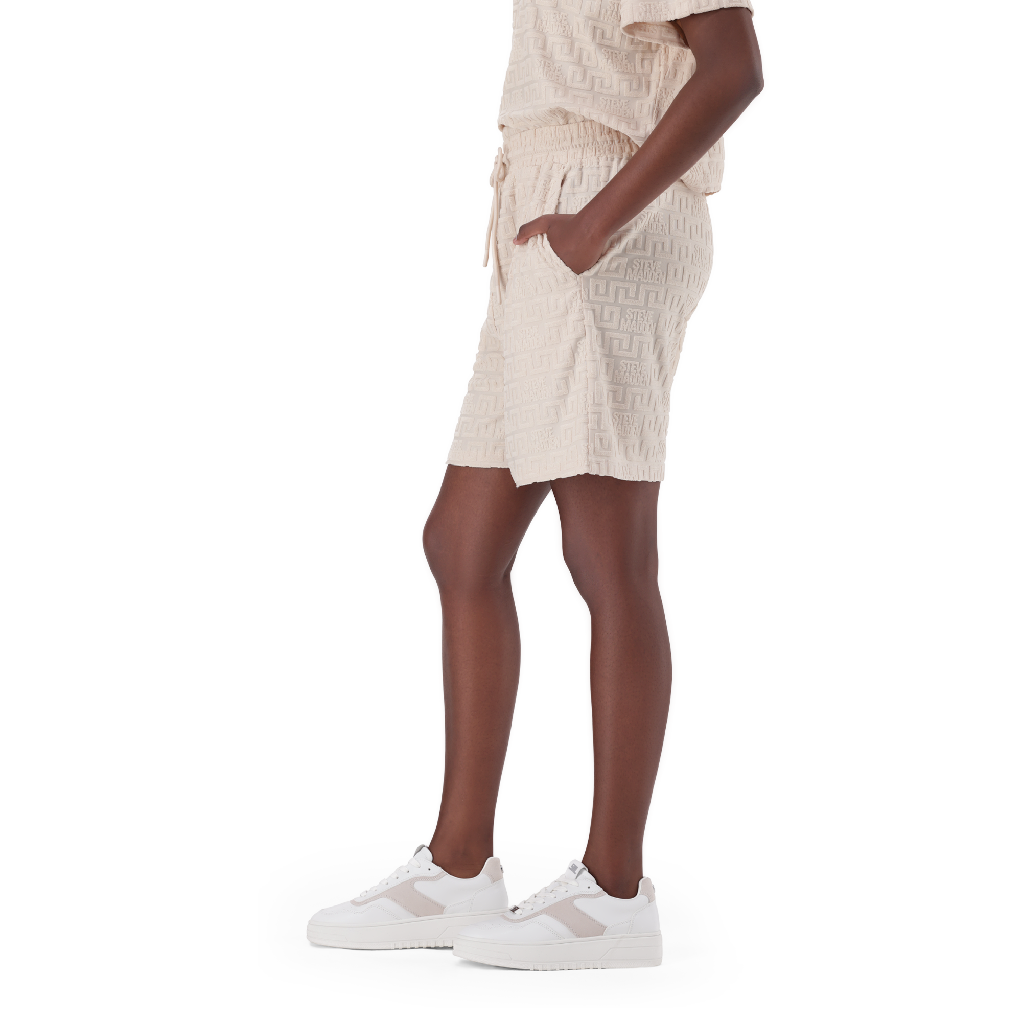 BELLA STONE EMBOSSED LOGO JOGGER SHORTS