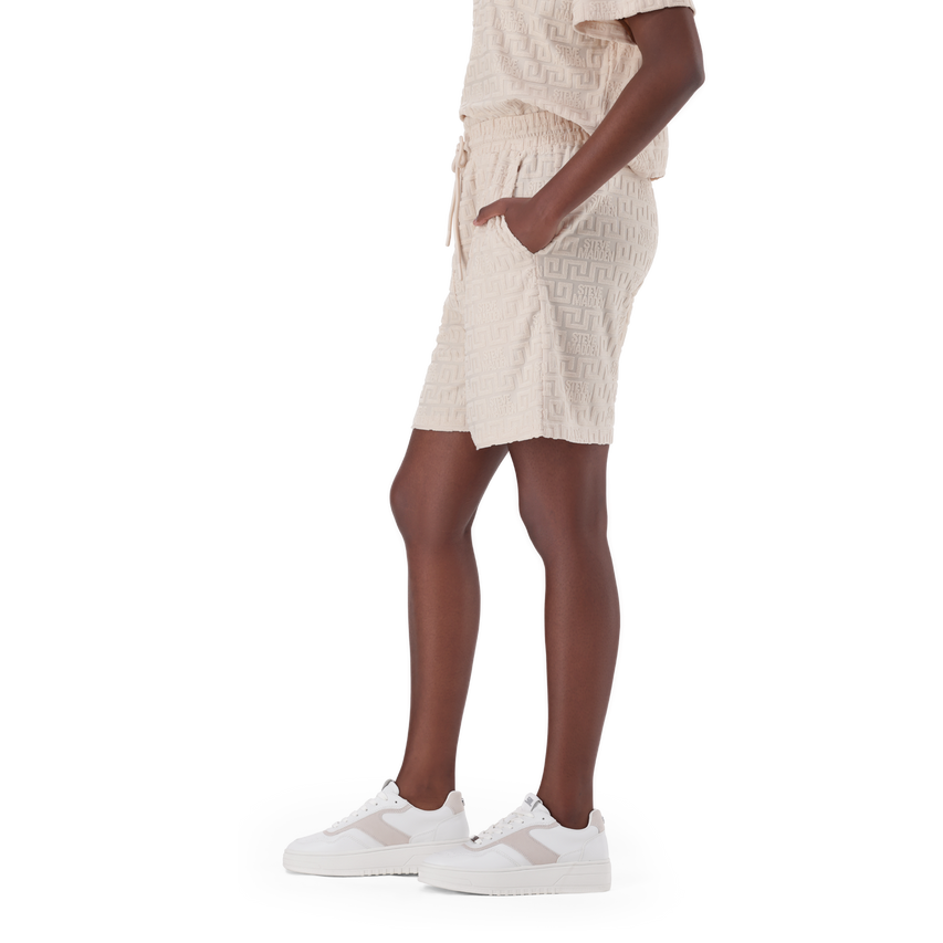 BELLA STONE EMBOSSED LOGO JOGGER SHORTS