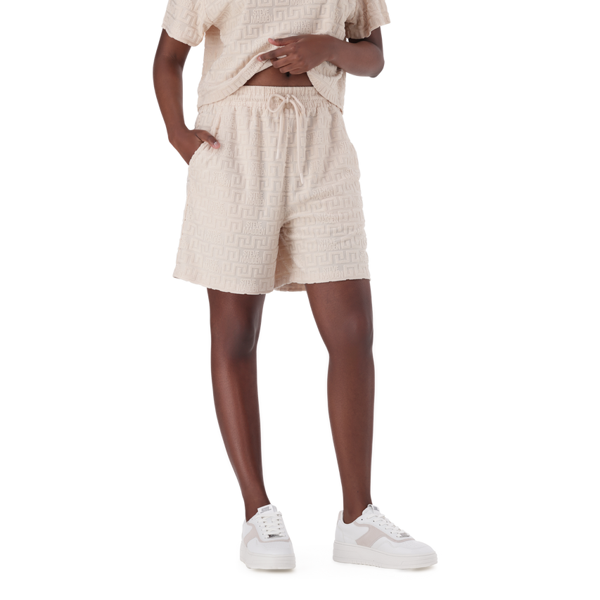 BELLA STONE EMBOSSED LOGO JOGGER SHORTS