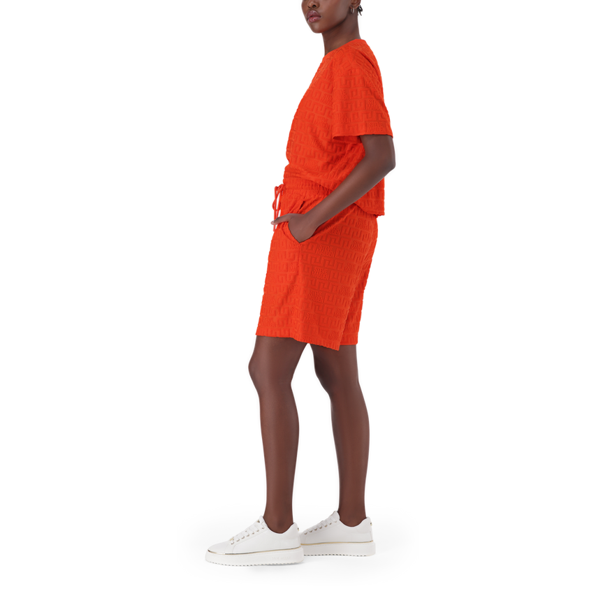 BELLA TANGERINE EMBOSSED LOGO JOGGER SHORTS