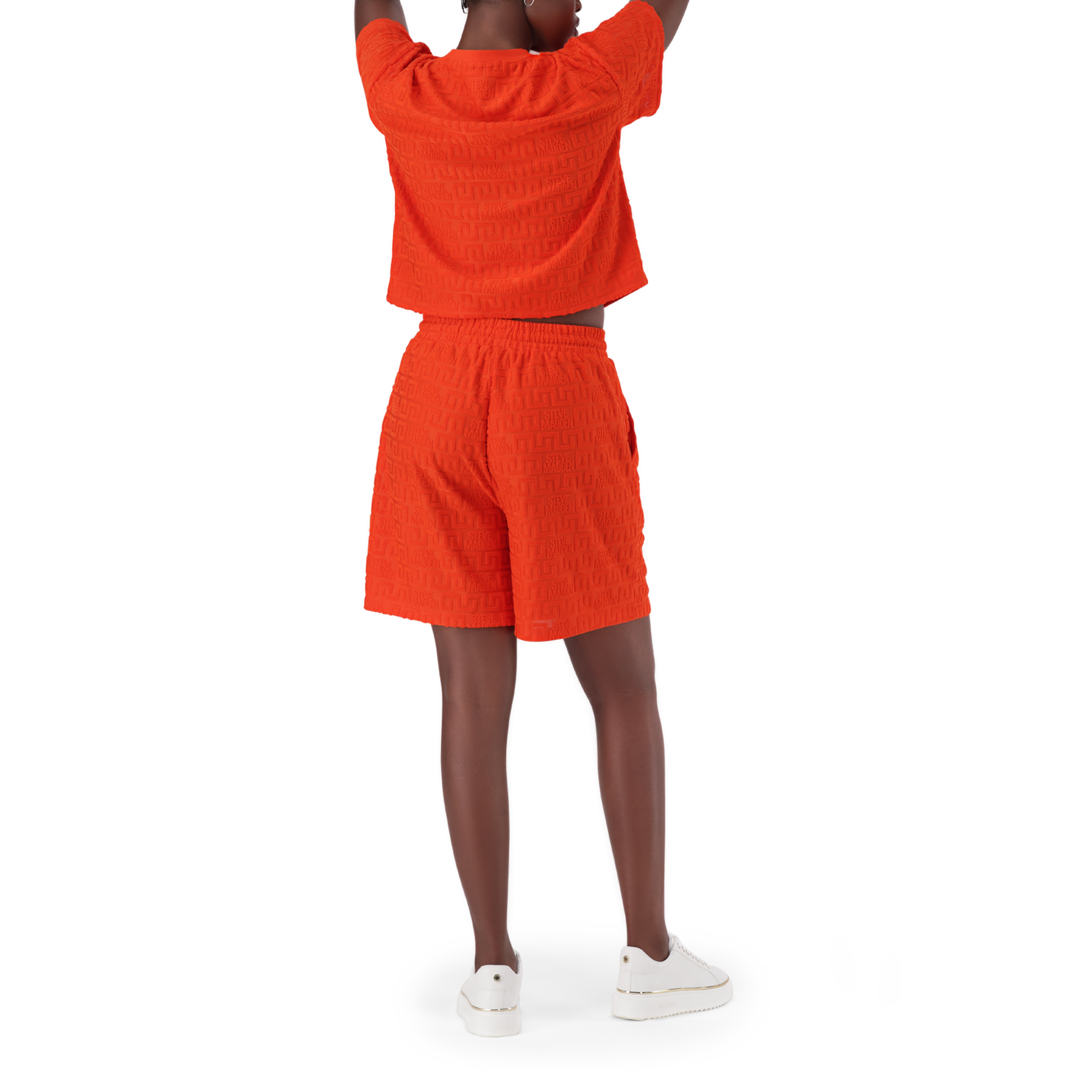 BELLA TANGERINE EMBOSSED LOGO JOGGER SHORTS