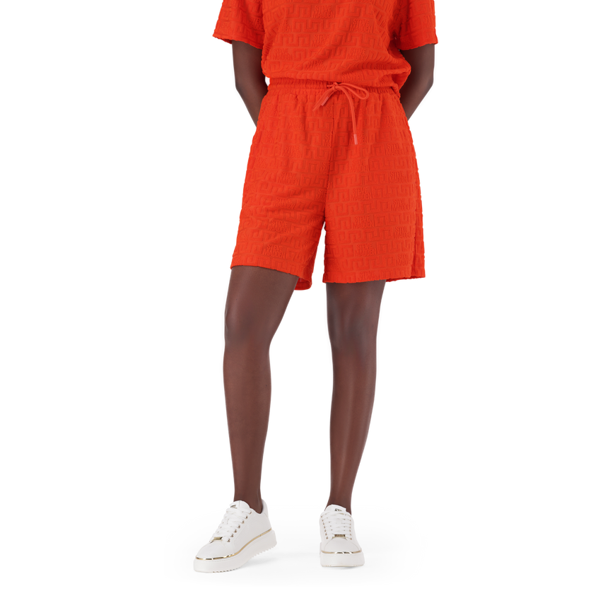 BELLA TANGERINE EMBOSSED LOGO JOGGER SHORTS