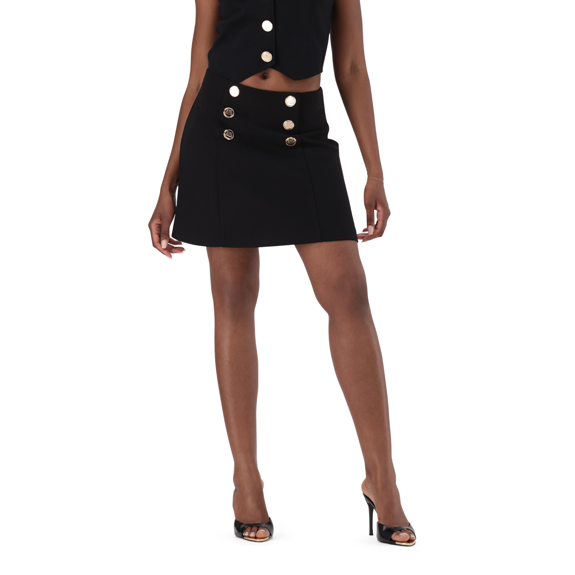 LISA BLACK SHORT SKIRT WITH BUTTONS – Steve Madden South Africa