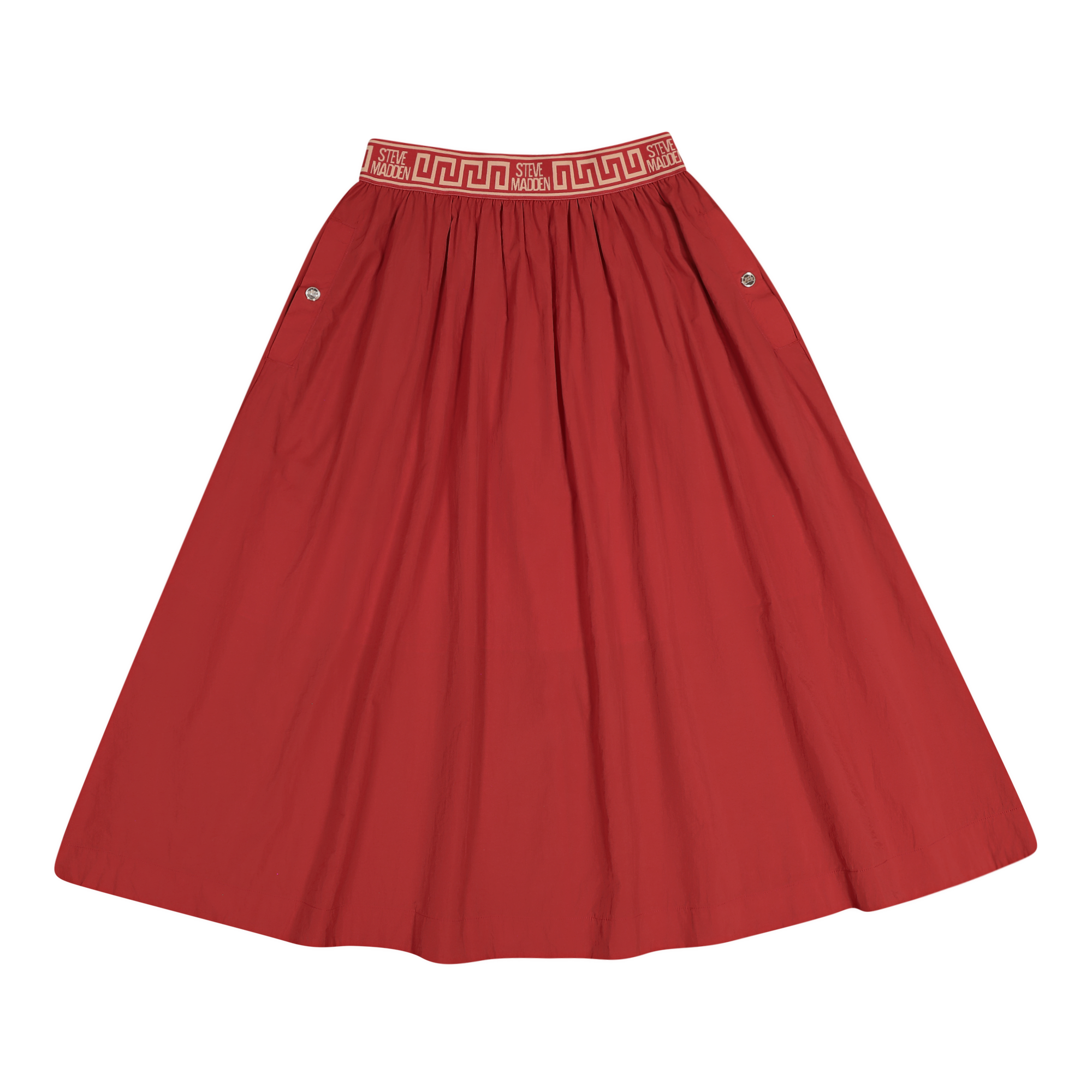 ALESSIA RED MIDI FLARE SKIRT
