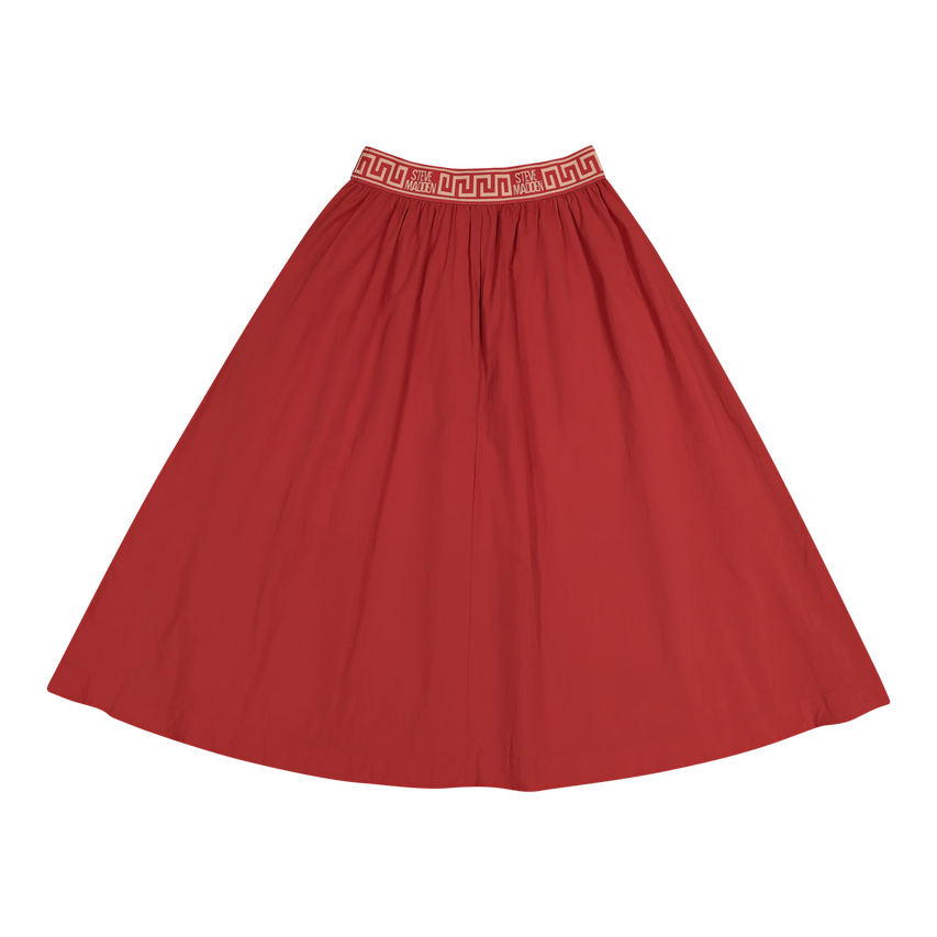 ALESSIA RED MIDI FLARE SKIRT