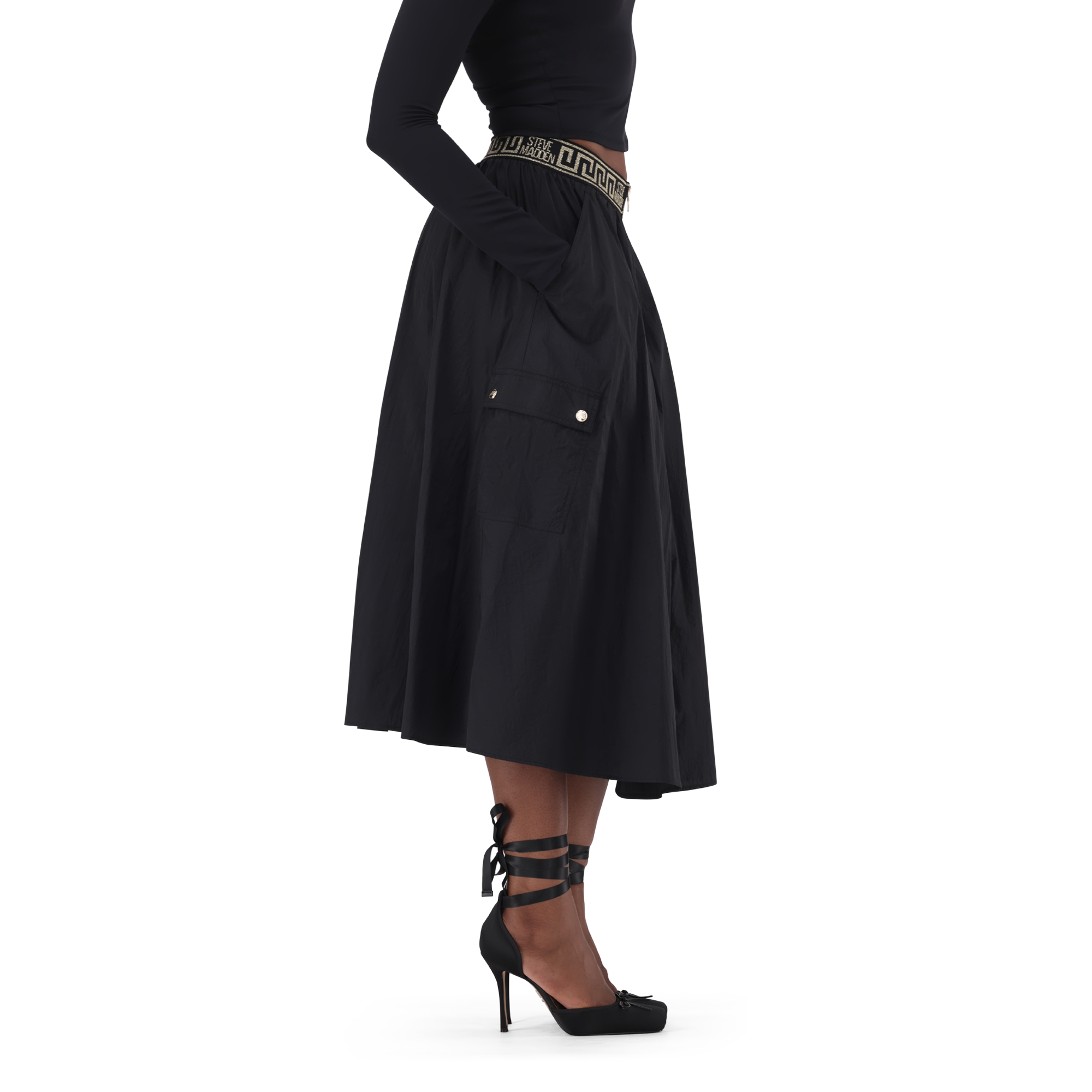 BETTY BLACK FIT & FLARE CARGO SKIRT - view 5
