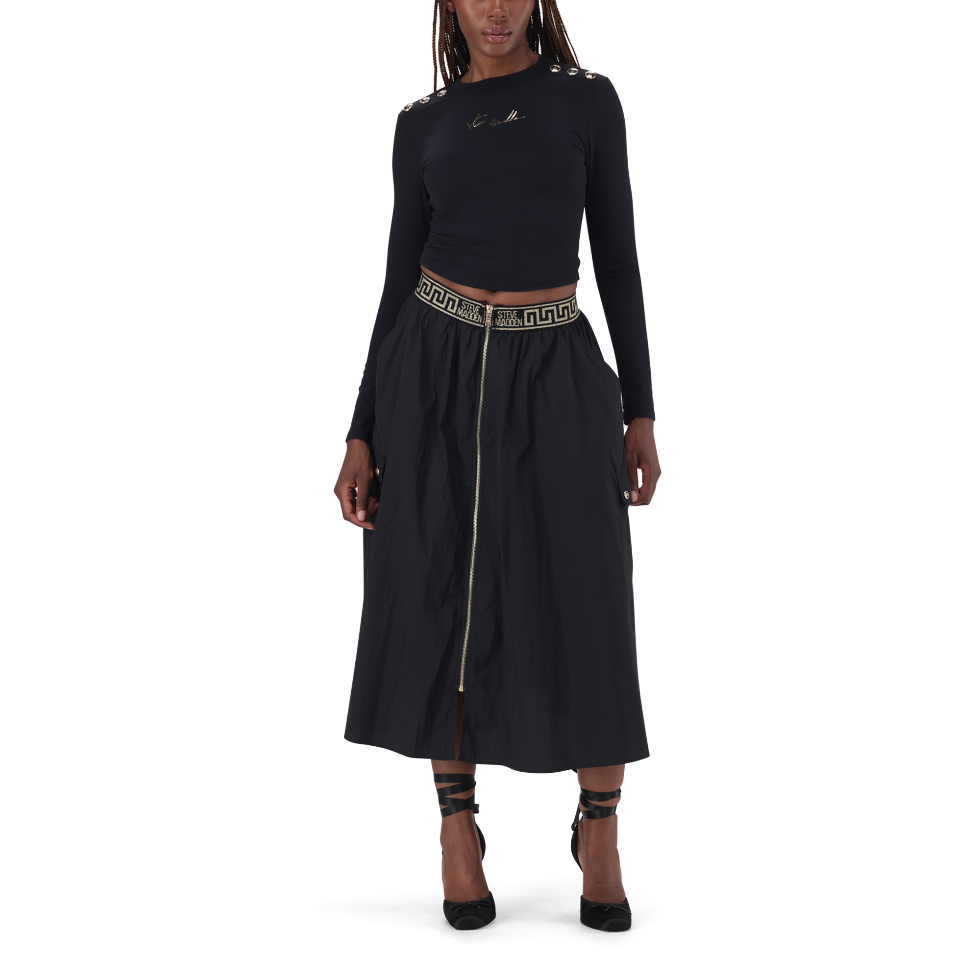 BETTY BLACK FIT & FLARE CARGO SKIRT - view 3