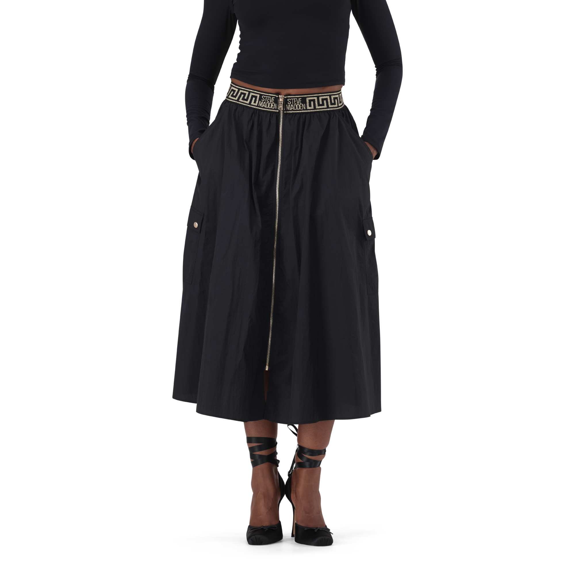 BETTY BLACK FIT & FLARE CARGO SKIRT - view 2