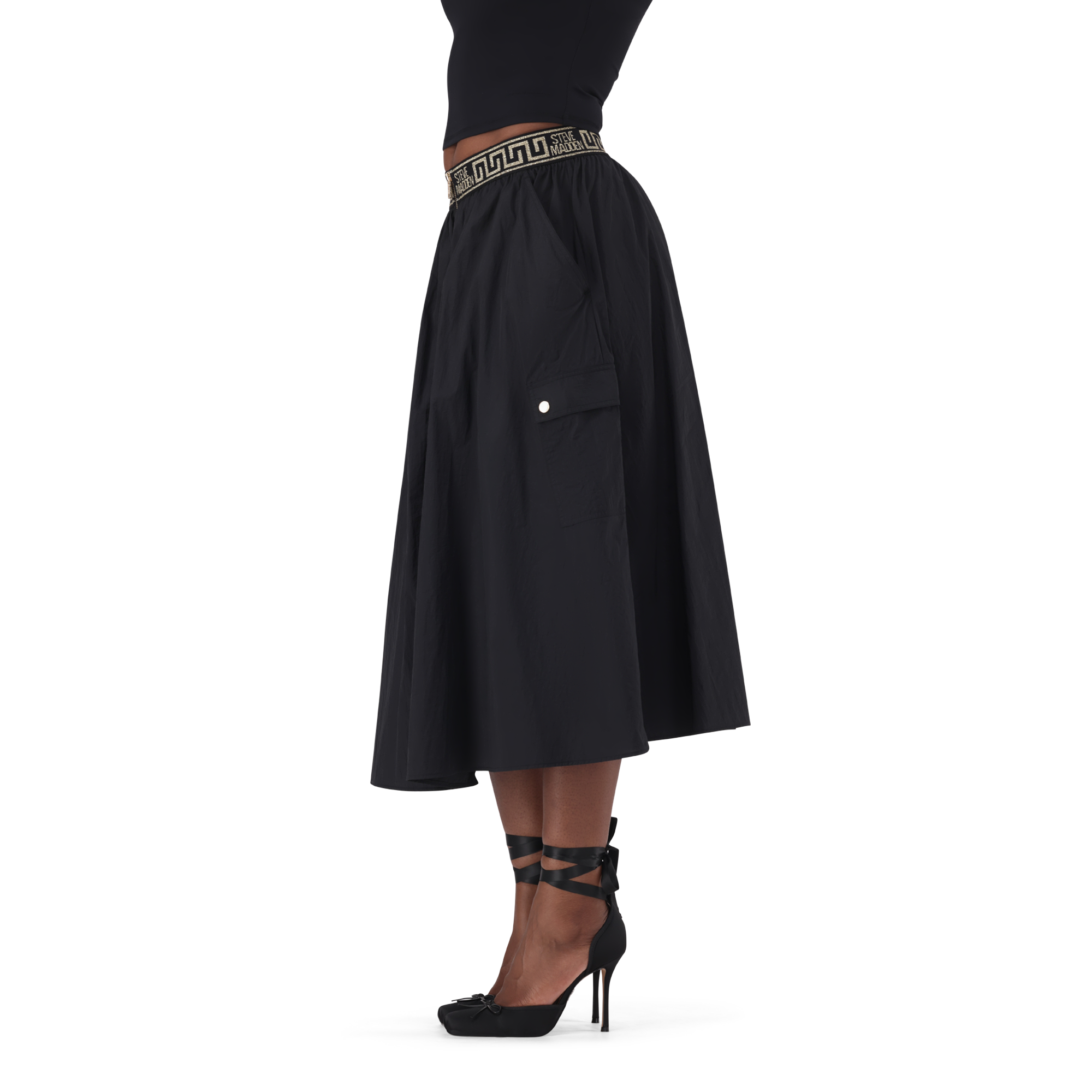 BETTY BLACK FIT & FLARE CARGO SKIRT - view 4