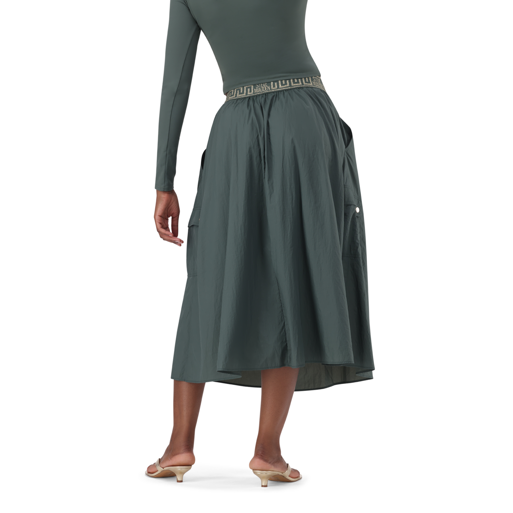 BETTY DARK SAGE FIT & FLARE CARGO SKIRT - view 6