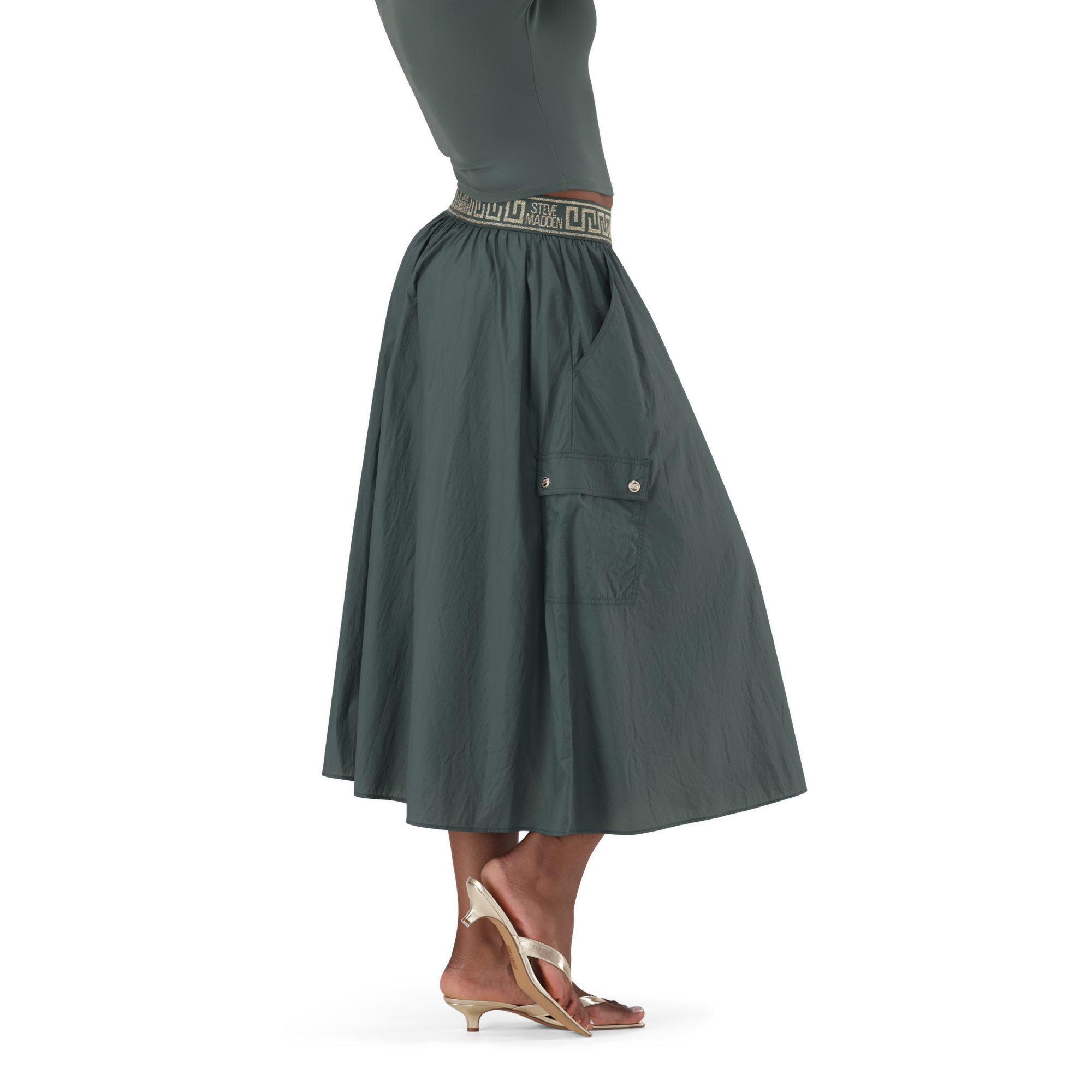 BETTY DARK SAGE FIT & FLARE CARGO SKIRT - view 4