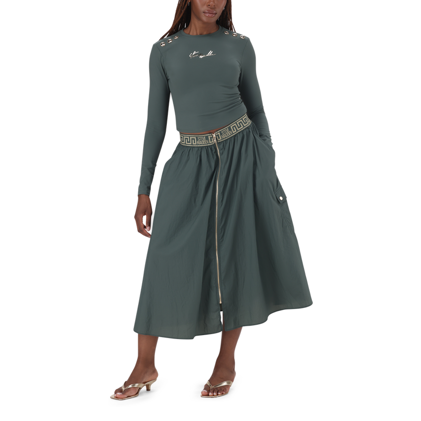 BETTY DARK SAGE FIT & FLARE CARGO SKIRT - view 5
