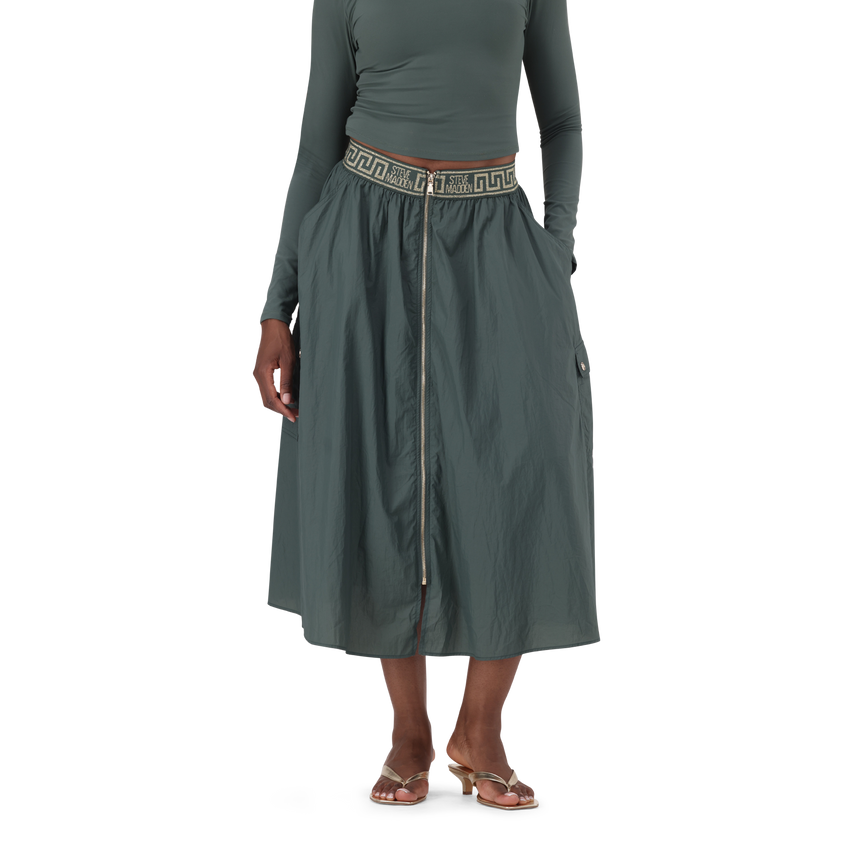 BETTY DARK SAGE FIT & FLARE CARGO SKIRT - view 2