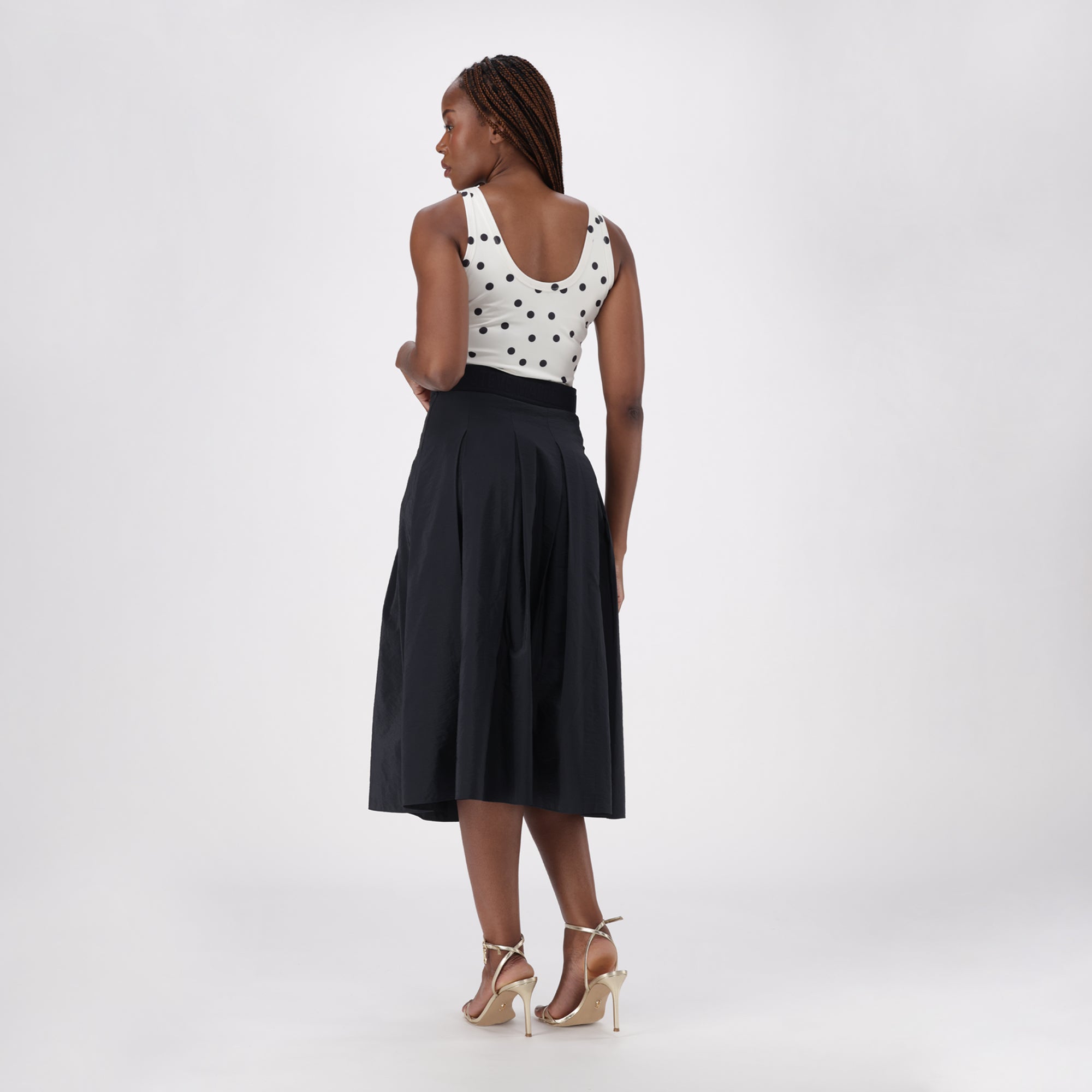 PEGGY BLACK PLEATED MIDAXI SKIRT - view 5