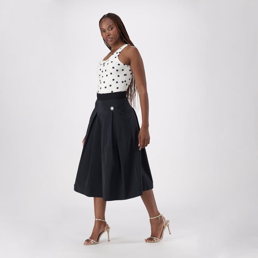 PEGGY BLACK PLEATED MIDAXI SKIRT - view 3