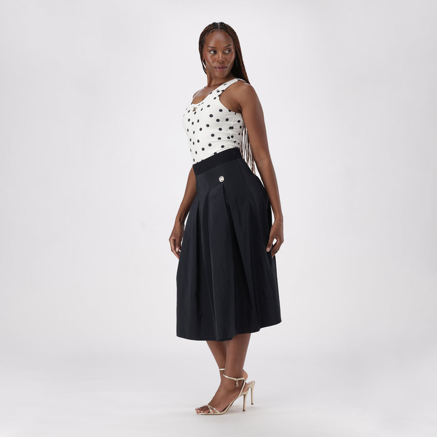 PEGGY BLACK PLEATED MIDAXI SKIRT - view 4