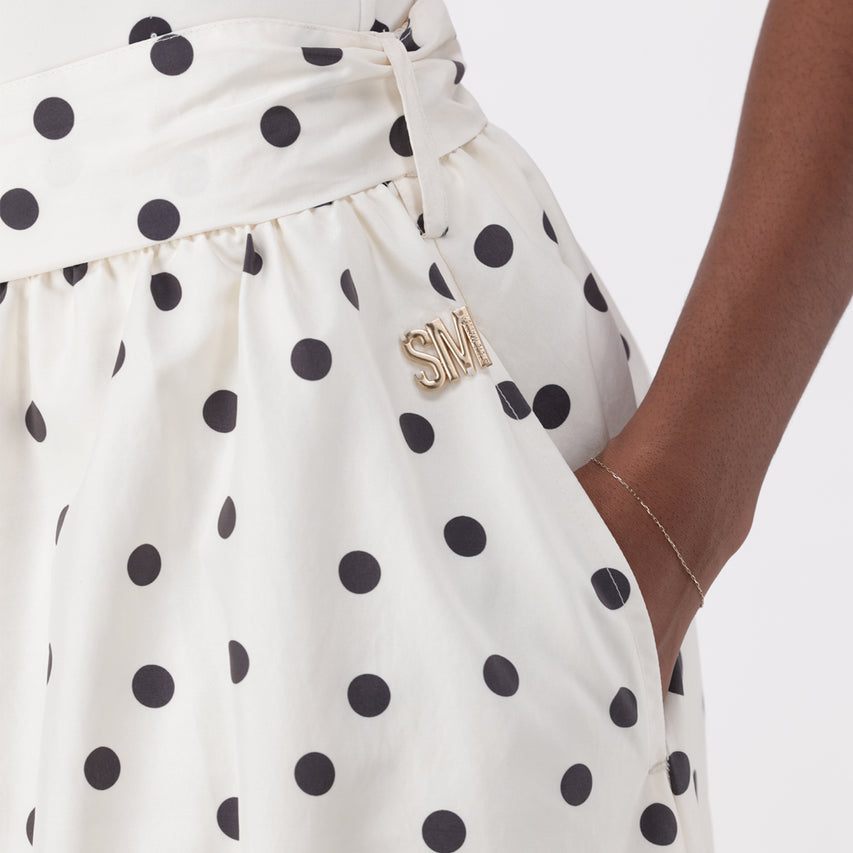 AUTUMN WHITE/BLACK POLKA DOT MIDI SKIRT - view 3