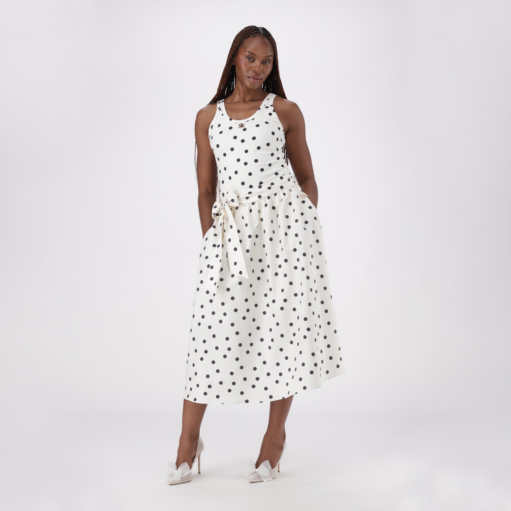 AUTUMN WHITE/BLACK POLKA DOT MIDI SKIRT - view 5