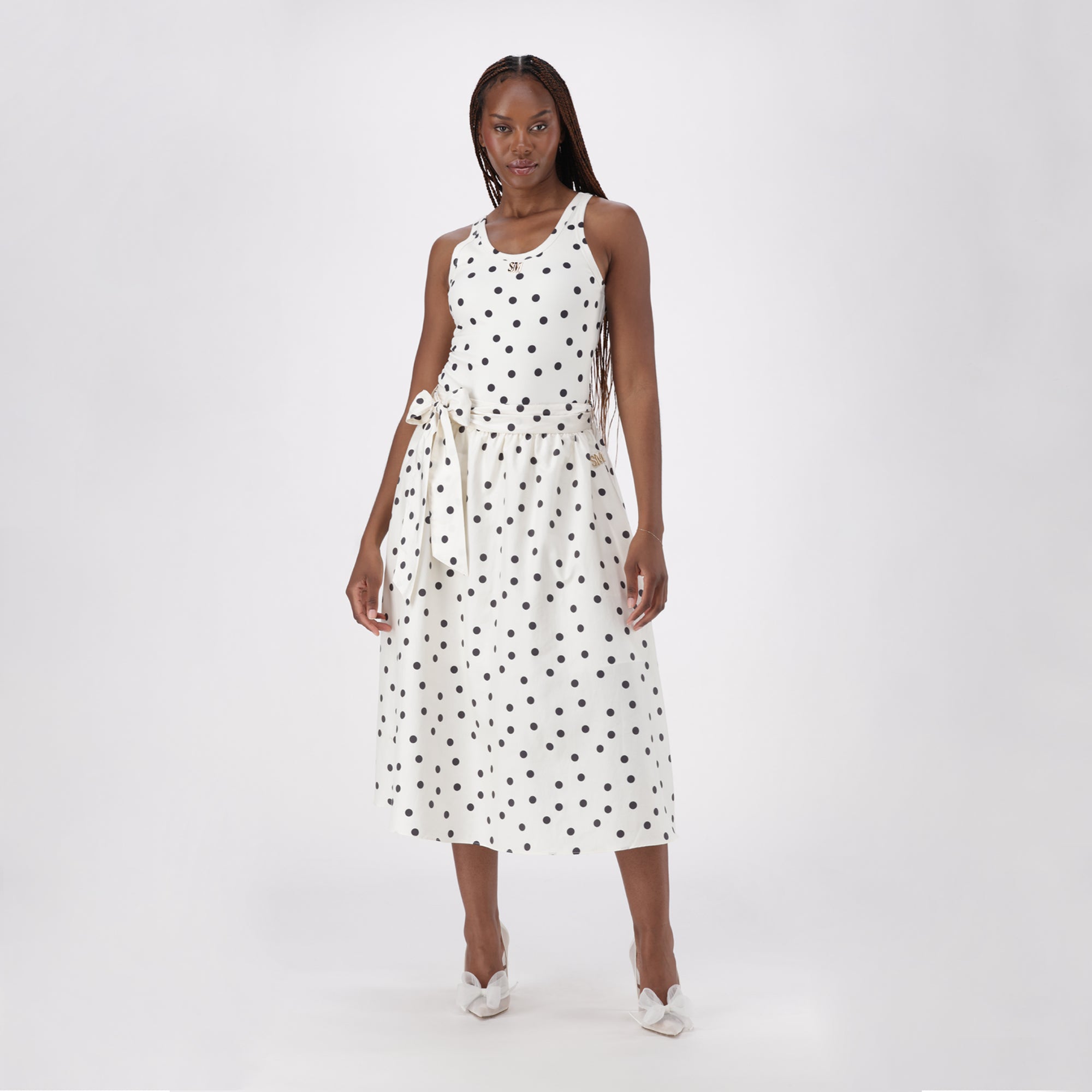 AUTUMN WHITE/BLACK POLKA DOT MIDI SKIRT - view 6