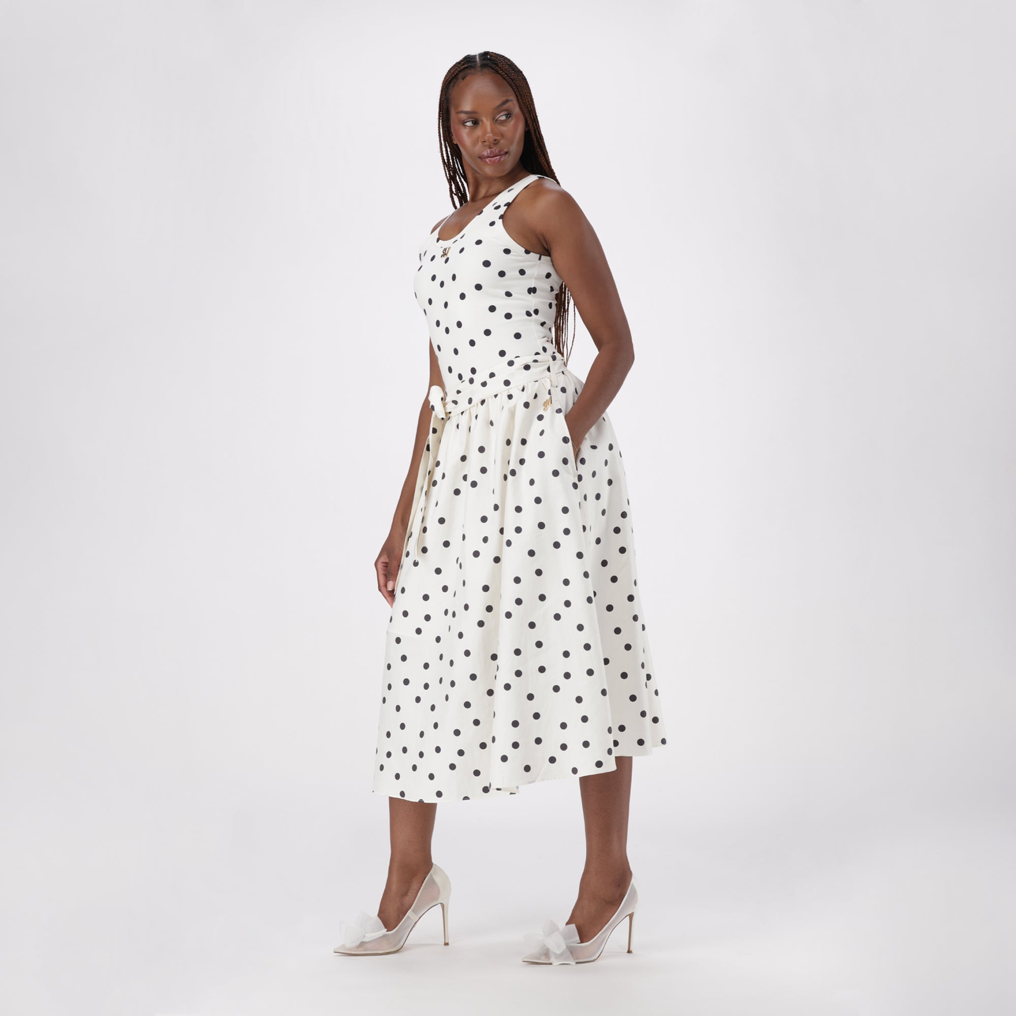 AUTUMN WHITE/BLACK POLKA DOT MIDI SKIRT - view 7