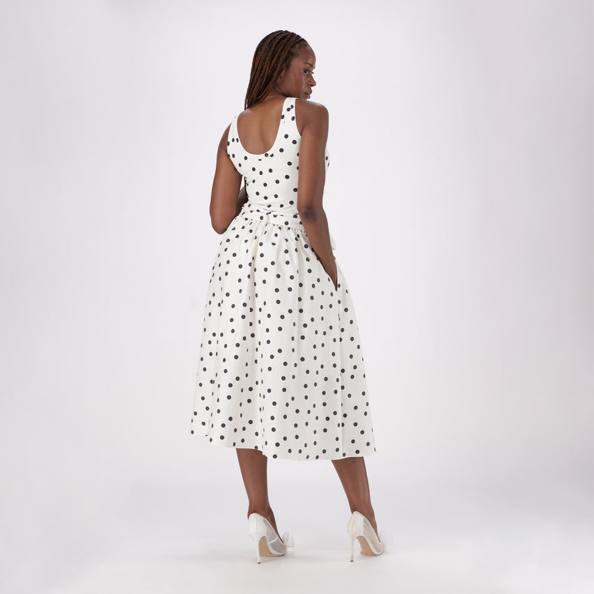 AUTUMN WHITE/BLACK POLKA DOT MIDI SKIRT - view 8